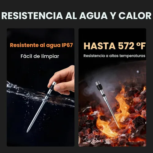 Vista 5 de Termómetro inteligente inalámbrico Bluetooth para carne, control de monitoreo en tiempo real, termómetro digital con aplicación inteligente, 2