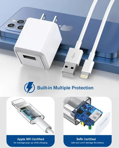 Vista 6 de Cargador de iPhone, [Certificado MFi de Apple] i Cargador de teléfono, paquete de 2 cables Lightning de 3 pies, cable de carga para teléfono