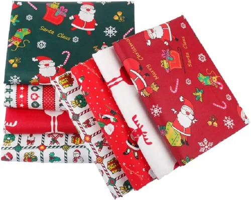 Vista 3 de 8 cuadrados de tela de algodón de 20 x 20 pulgadas, paquetes de tela gruesa para manualidades, costura, acolchados, manualidades (Navidad)