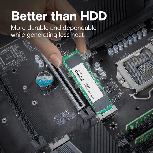 Vista 4 de Unidad de estado sólido SSD Crucial E100 de 480 GB M.2 NVMe PCIe Gen4 interna, hasta 4,700 MB/s, compatible con laptop y computadora de escritorio