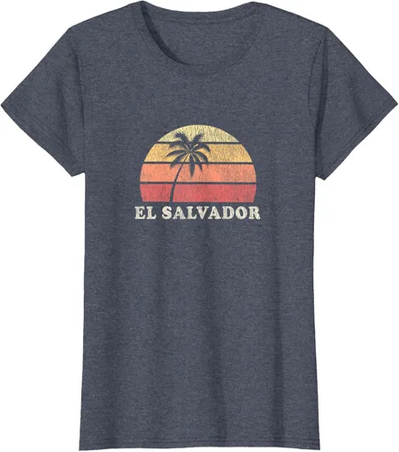 Vista 58 de El Salvador Vintage 70s Retro Throwback Design Camiseta, Azul