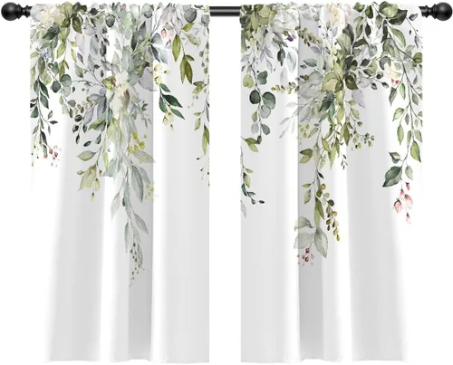 Vista 47 de Cortinas de cocina de estilo granja occidental con bolsillo para cortinero, pequeñas y cortas, estilo café rústico, cabaña, puerta de granero