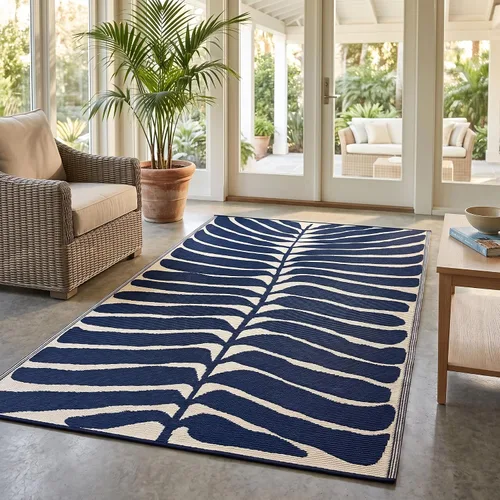 Vista 50 de Fab Habitat - Alfombra de exterior azteca, impermeable, resistente a la decoloración, sin arrugas, plástico reciclado de primera calidad, a rayas