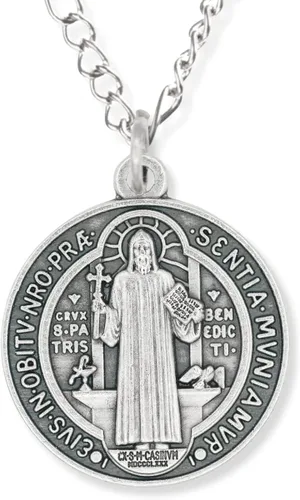 Vista 6 de Caritas et Fides Paquete a granel de 3 medallas redondas de San Benito católicas poderosas protección contra el mal y la adicción 1 14 pulgadas