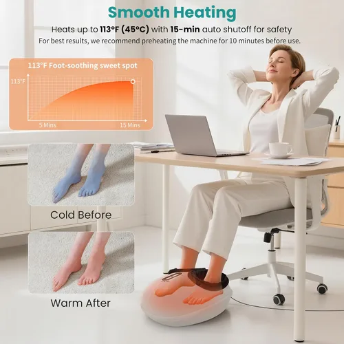 Vista 2 de Nekteck Shiatsu - Máquina masajeadora de pies con calor relajante, terapia de amasamiento profundo de compresión de aire elegible por la FSA