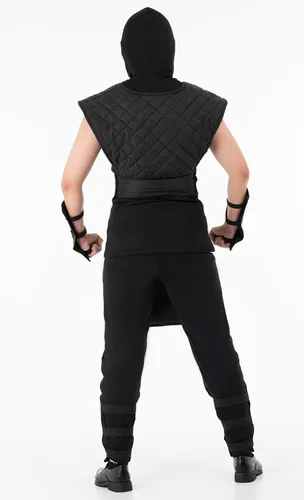 Vista 4 de Miccostumes Disfraz de Halloween Shotokan Ninja Black Fighter para hombre