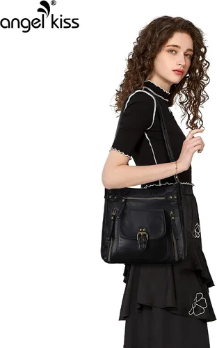 Vista 2 de Angel Kiss Bolsos cruzados, bolsos de hombro y bolsos para mujer, con múltiples bolsillos, para uso diario, suave, tipo hobo monederos tamaño mediano