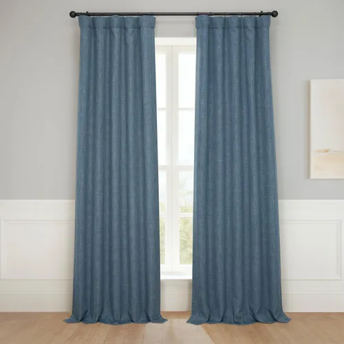 Vista 80 de HPD Half Price Drapes - Cortinas de lino sintético para sala de estar (2 paneles) - 100 pulgadas de ancho x 84 pulgadas de largo - Cortinas
