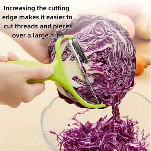 Vista 2 de Rallador de Verduras de Boca Ancha, rallador de ensalada, rebanador de papas para repollo, zanahorias – Rebanador Manual Ergonómico con Agarre