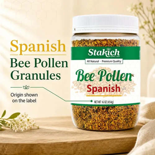 Vista 4 de Stakich Gránulos de polen de abeja español, puros, naturales, sin procesar, 1 libra (16 onzas)
