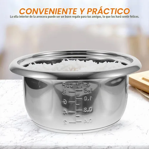 Vista 4 de Cabilock Arrocera de acero inoxidable, olla interior de acero inoxidable, olla de arroz multiusos de gran capacidad para cocinar en casa