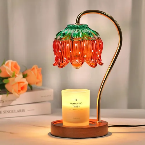 Vista 10 de Funistree Paquete de 2 lámparas calentadoras de velas de flores, lámpara de vela con temporizador, regalos de cumpleaños de Navidad para mujeres