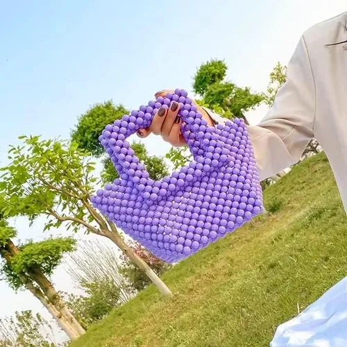 Vista 7 de YUSHINY - Bolso de mano con cuentas de acrílico de color macarón para mujer, para boda, fiesta de noche