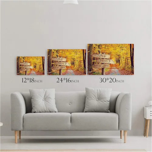 Vista 4 de Bosque Otoñal Foto o Impresiones en Lienzo Personalizadas Únicas con Nombres de la Pareja y Fecha Especial en Letrero, Regalo Perfecto
