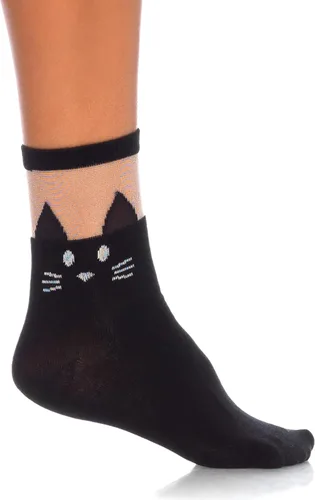 Vista 2 de Leg Avenue gato negro opaco Tobillera de la mujer con Sheer parte superior