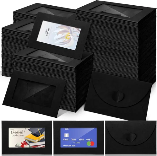 Vista 10 de Uiifan 300 Sobres con Ventana para Tarjetas de Regalo de 4 x 2.8 Pulgadas, Fundas para Tarjetas de Regalo, Mini Sobres con Cierre