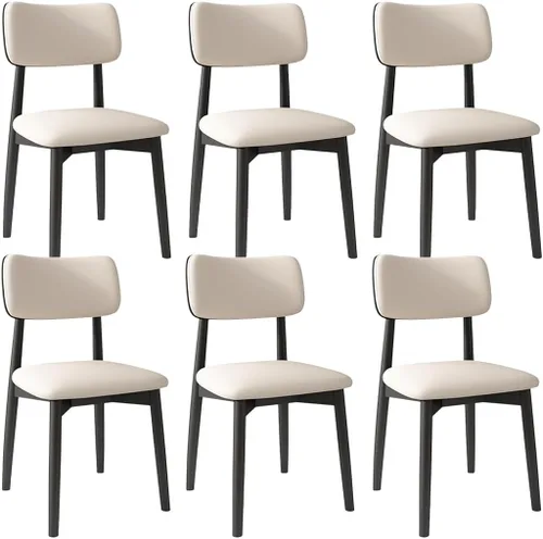 Vista 35 de YVYKFZD Solid Wood Dining Chairs, Kitchen Chairs Set with Curved Backrest, Leather Upholstered Dining Room Chair, Armless Living Room Chair, for