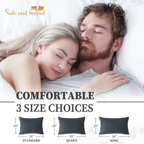 Vista 6 de Safe and Sound Paquete de 2 protectores de almohada, funda de almohada impermeable con cremallera de tamaño estándar, transpirable, suave
