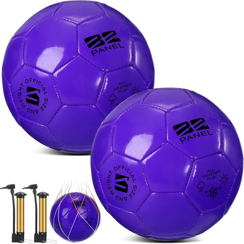 Vista 8 de Shappy 2 pelotas de fútbol a granel con bomba, bolsa de malla, tamaño oficial 3, 4, 5, pelota de fútbol colorida para interiores y exteriores