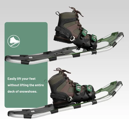 Vista 4 de G2 30/36 Inches Light Weight Snowshoes Set with Trekking Poles, Anti-Slip Sole, Fast Ratchet Binding, for Women Men Youth (Blue/Green)