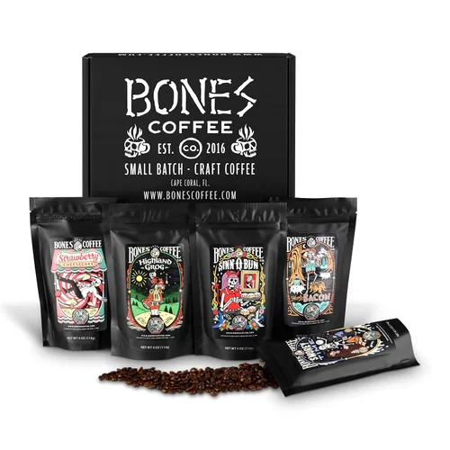 Vista 16 de Bones Coffee Company The Nightmare Before Christmas Caja de Coleccionista 5 Cafés de Sabores Granos de Arábica Bajo en Ácido Tostado Medio Café