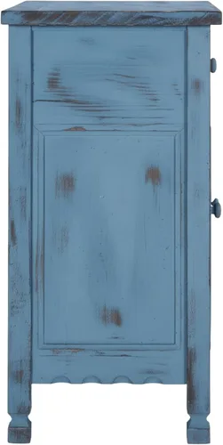 Vista 9 de Gabinete de acento de cabaña rústica con 1 cajón y 2 puertas en acabado azul antiguo para sala de estar - Requiere ensamblaje, madera desgastada