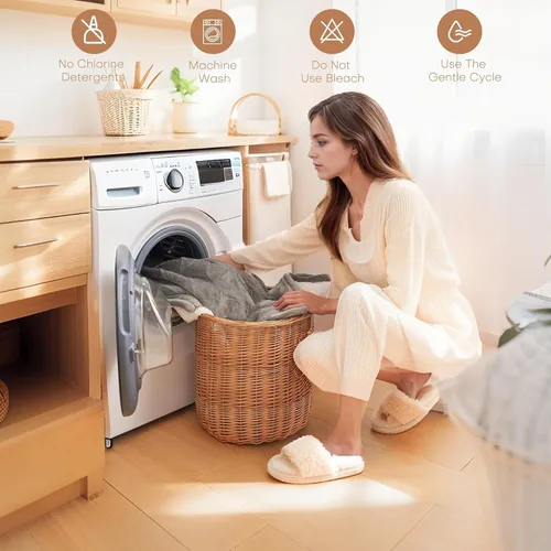 Vista 5 de Manta térmica eléctrica tipo throw tamaño 50"x60" - Tela de franela y sherpa de doble cara, 6 ajustes de calor y 3 horas de apagado automático