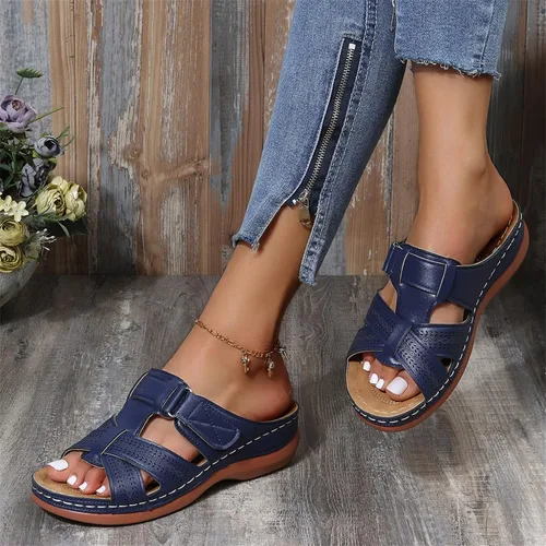 Vista 106 de Ladmiple Sandalias ortopédicas florales de moda 2023 con soporte de arco, zapatillas romanas casuales con puntera abierta