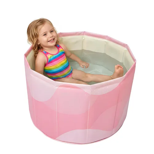 Vista 8 de WAVYEASE® Bañera portátil mejorada para niños pequeños, bañera plegable de inmersión profunda para niños, instalación de un segundo, fácil