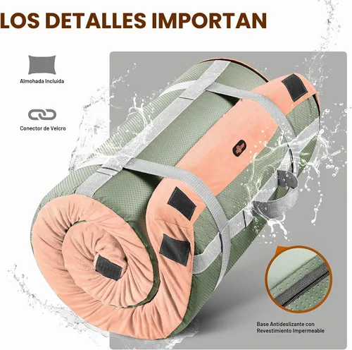 Vista 6 de Gaialoop Colchón de futón enrollable Glamping de espuma viscoelástica, cama japonesa para el suelo, colchón de campamento, colchoneta para dormir