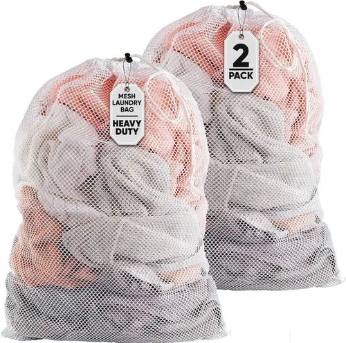 Vista 11 de Bolsa de lavandería de malla XL de Handy Laundry - Duradera, lavable a máquina con cierre de cordón seguro - Perfecta para dormitorios Negro