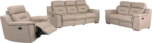 Vista 26 de Blackjack Furniture Walker Leather Match - Sofá reclinable tapizado para sala de estar, madera avellana
