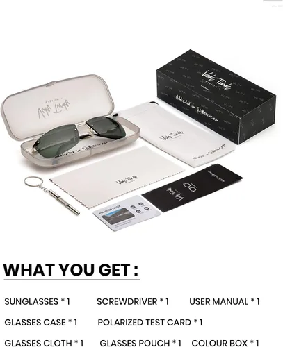 Vista 5 de Veda Tinda Vision Lentes de sol polarizados envolventes para hombres y mujeres, rectangulares, sin marcos, deportivos, de los años 90, protección