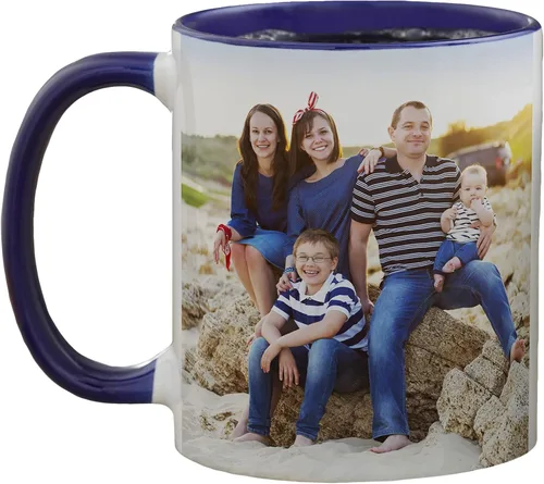 Vista 6 de Personalization Universe Taza de café personalizada con foto familiar de 11 oz.- Negro