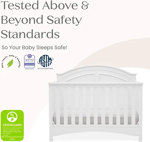 Vista 3 de Delta Children Perry, cuna convertible 6 en 1, con certificado Greenguard Gold, color blanco Bianca