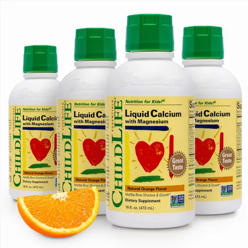Vista 10 de Calcio/Magnesio líquido de Child Life, sabor natural a naranja, botella de plástico de 16 fl -, LCM2, 16 onza, Default, 1, 1