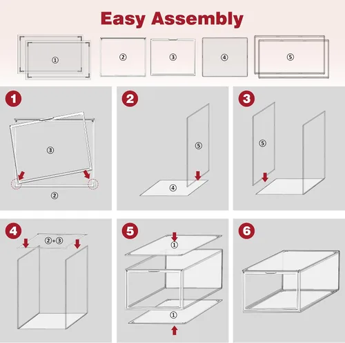 Vista 9 de 1 Pack Clear Shoe Storage Boxes Stackable, Large Sneaker Organizer with Acrylic Magnetic Door, Plastic Drop Front Shoe Containers for Men up to
