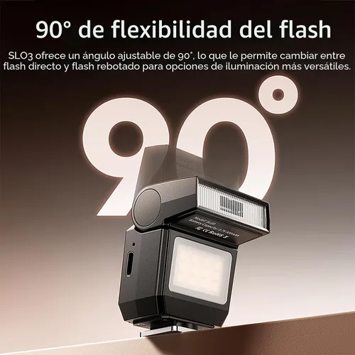 Vista 5 de ULANZI SL03 - Flash Speedlite Mini para Cámara con Luz de Vídeo para Principiantes Básico, GN8 6500K, Ángulo Ajustable de 90°, Compatible con DSLR
