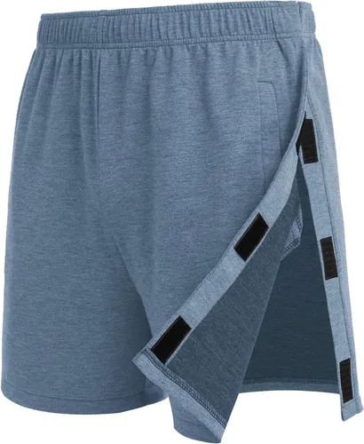 Vista 14 de Deyeek - Pantalones cortos unisex desmontables con cierre de botón, de algodón atlético, para recuperación post cirugía de rodilla, reemplazo