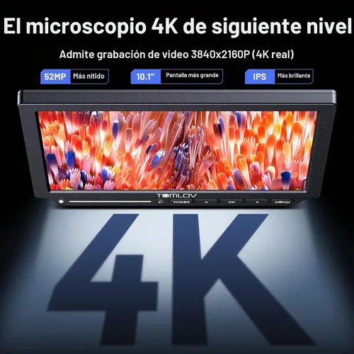 Vista 4 de TOMLOV Microscopio de Enfoque Automático 4K TM4K-AF Max, Microscopio Digital HDMI de 10.1" con Brazo Giratorio Flexible, Microscopios de Micro