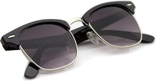 Vista 4 de zeroUV Premium Half Frame Horn Rimmed Sunglasses with Metal Rivets
