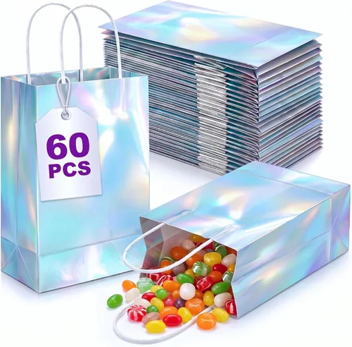 Vista 9 de Estune - 30 bolsas de regalo iridiscentes con asa para recuerdos de fiesta