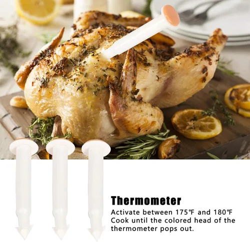 Vista 2 de BORDSTRACT 20 termómetros de aves de corral, medidor de temperatura desechable de plástico de 1.8 pulgadas, medidor de temperatura de pollo asado
