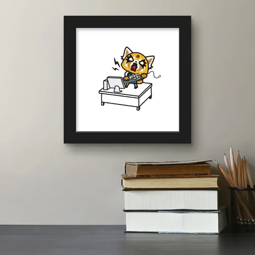 Vista 4 de Trends International Gallery Pops Sanrio Aggretsuko Retsuko Desk Rage - Póster de pared, 12.00 x 12.00 pulgadas, versión de marco negro