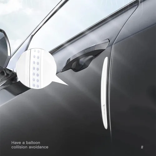 Vista 2 de Protector de puerta de coche, 4 unidades, tira protectora de arañazos, calcomanías de goma para parachoques de automóvil, protección de borde
