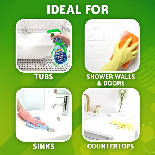 Vista 3 de Scrubbing Bubbles Mega Limpiador de Baño y Ducha en Spray, Acción Espumosa Elimina el Sarro y la Suciedad, Aroma a Lluvia, 32 onzas