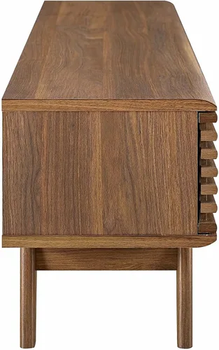 Vista 3 de Mueble para televisor de 59 pulgadas Modway, de estilo moderno de mediados de siglo con perfil bajo, color nogal