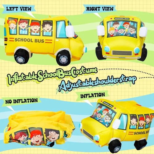 Vista 6 de Simgoing - Disfraz inflable de autobús escolar de 31.5 pulgadas para niños