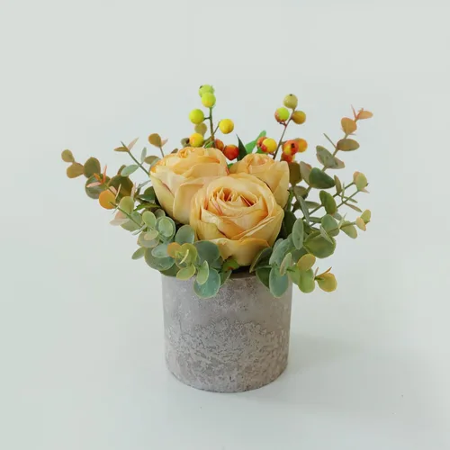 Vista 10 de Small Artificial Blue Rose Potted Plant, 2 Pcs Mini Faux Decor 2 piezas azules
