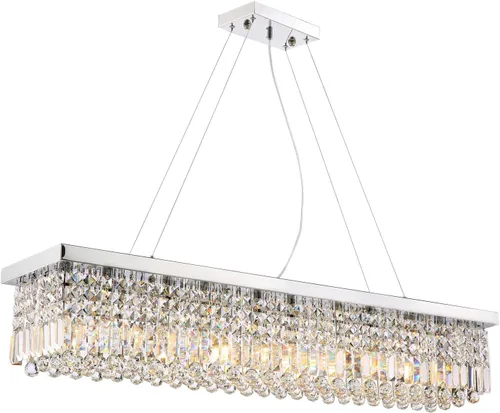 Vista 11 de Araña rectangular, con gotas de cristal, de Siljoy, iluminación moderna, montaje empotrado en el cielorraso, aplique de luz, Blanco, Siljoy-411